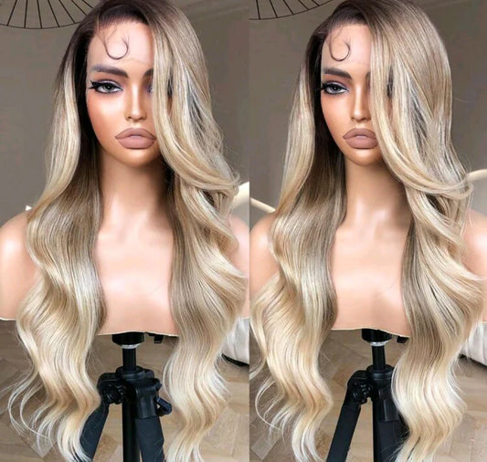 Ombre blonde body wave(human blend) 28 inch