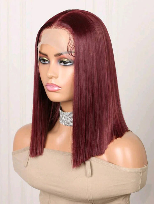 Burgundy Lace Front Wig(human blend) 16"