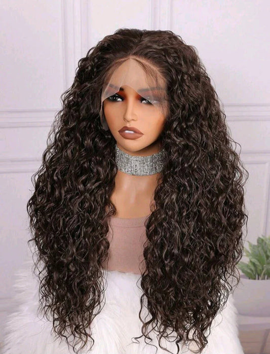 Chocolate Brown Soft Deep Lace Front Wig (human blend) 28-inch